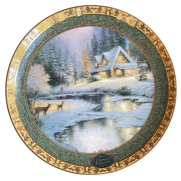 2013 Thomas Kinkade Deer Creek Cottage Collector Plate Limited Edition Porcelain - Picture 12 of 14